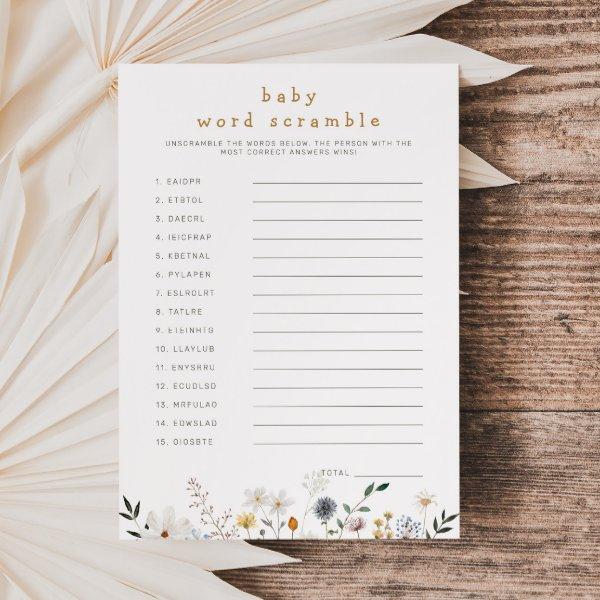 Wildflower Baby Word Scramble Downloadable Card