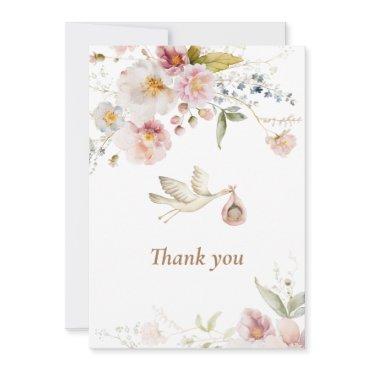 Wildflower Boho Girl Baby Shower Thank You Card