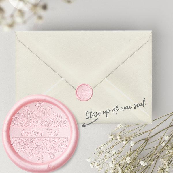 Wildflower Botanical Frame Custom Text Name  Wax Seal Stamp