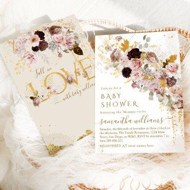 Wildflower Fall Elegant Gold Baby Girl Shower