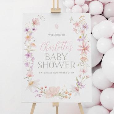 Wildflower Floral Baby Shower Welcome Foam Sign