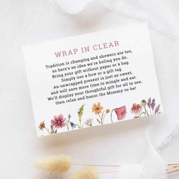 Wildflower Floral Display Shower Wrap in Clear Enclosure Card