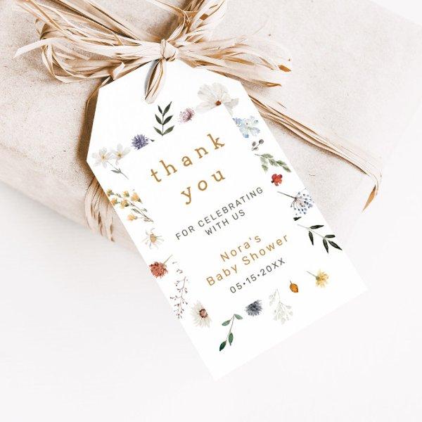Wildflower Floral Frame Thank You Gift Tags