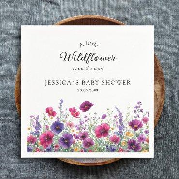 Wildflower, Purple-Pink-Flower Baby Shower Napkins