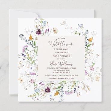 Wildflower Watercolor Baby Shower Invite