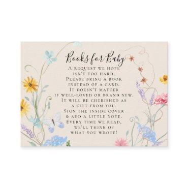 Wildflower Watercolor Floral Bee Books Baby Shower Enclosure Card
