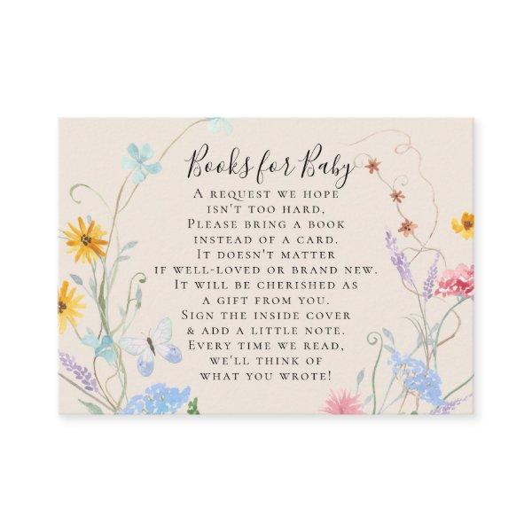 Wildflower Watercolor Floral Bee Books Baby Shower Enclosure Card