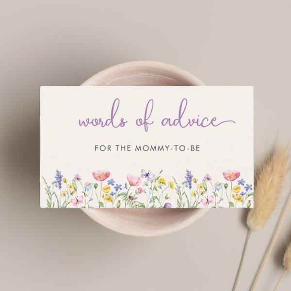 Wildflower Watercolor Words Of Advice Baby Shower Enclosure Card