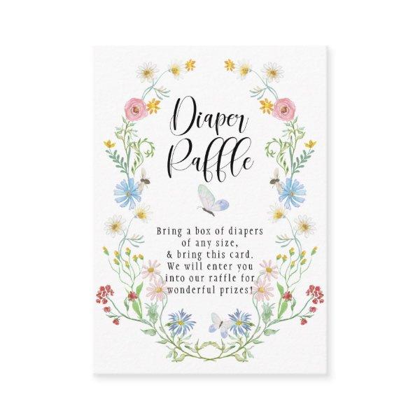 Wildflower Wreath Watercolor Flower Diaper Raffle  Enclosure Card