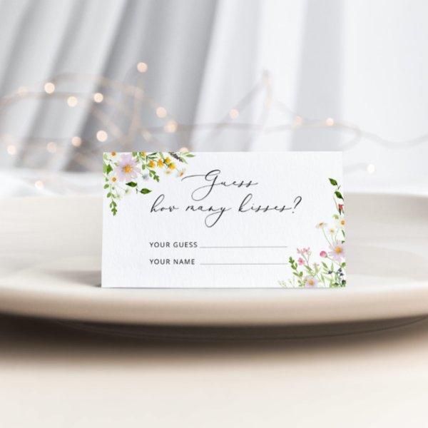 Wildflowers guess how many kisses bridal game enclosure card