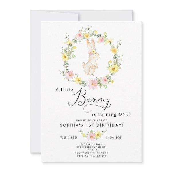 Wildflowers pink Little Bunny 1st birthday