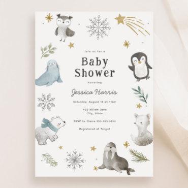 Winter Baby Animals Baby Shower Gender Neutral