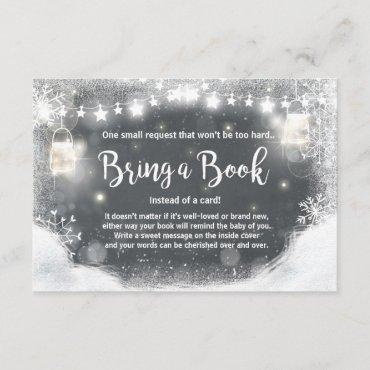 Winter Baby Shower Bring a book Snow Rustic Dark Enclosure Card