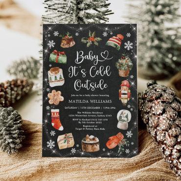 Winter Christmas Holiday Baby Shower Chalkboard