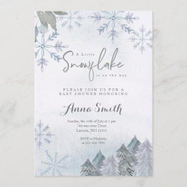 Winter little snowflake is on the way baby shower invitation