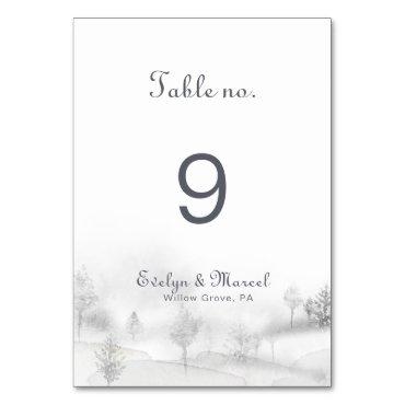 Winter Mountain Forest Wedding    Table Number