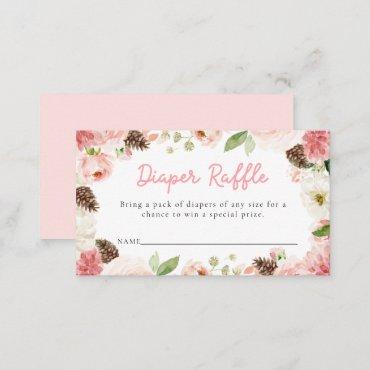 Winter Pink Girl Baby Shower Diaper Raffle Ticket Enclosure Card