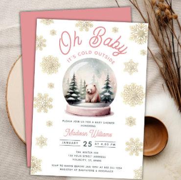 Winter Pink It's Cold Outside Forest Baby Shower
