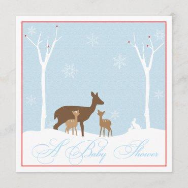 Winter Twin Boy and Girl  Baby Shower Invitation