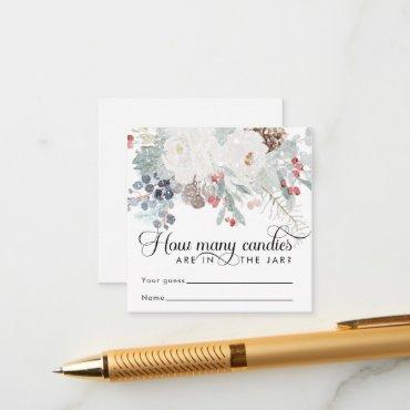Winter watercolor floral Baby Shower game guess Enclosure Card