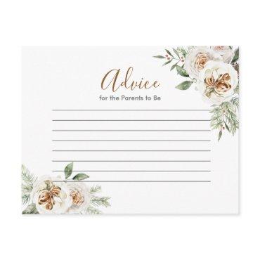 Winter White Floral Baby Shower Advice Card