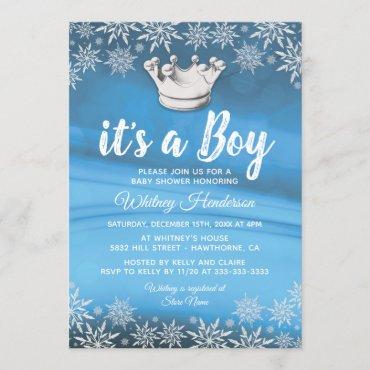 Winter Wonderland Little Prince Boy Baby Shower Invitation