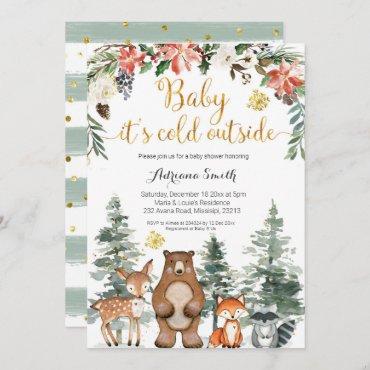 Winter woodland baby its cold outside baby shower invitation