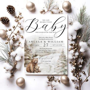 Winter Woodland Bear Theme Baby Boy Shower