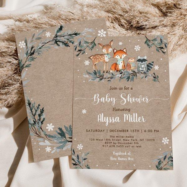 Winter Woodland Greenery Snowflake