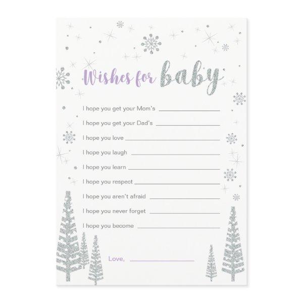 Wishes for Baby Card, Purple Girl Baby Shower Game