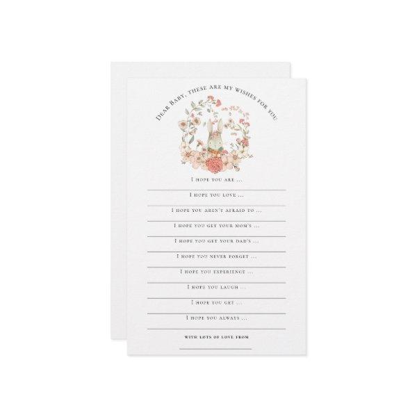 Wishes for Baby Shower Vintage Bunny Girl Woodland