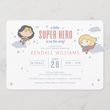 Wonder Woman & Supergirl | Super Hero Baby Shower Invitation