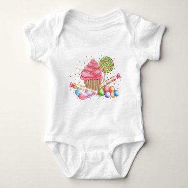 Wonderland Cupcake Candy Lollipop Sweet Tarts Baby Bodysuit