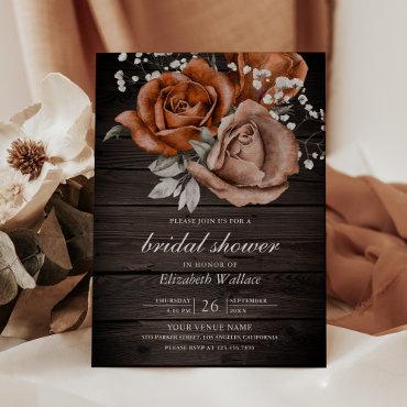 Wood Burnt Orange Roses Terracotta Bridal Shower