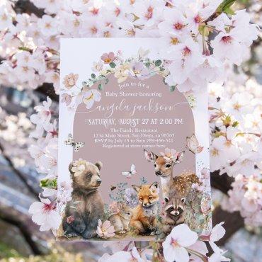 Woodland animal watercolor floral girl