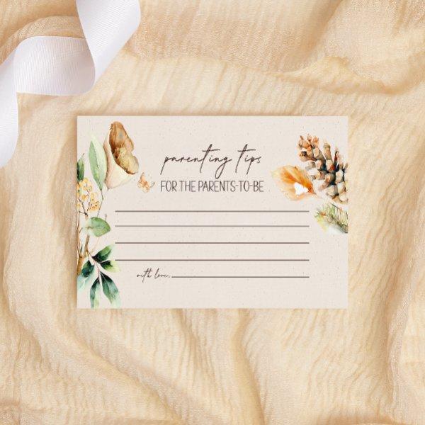 Woodland Animals Baby Shower Parenting Tips Note Card