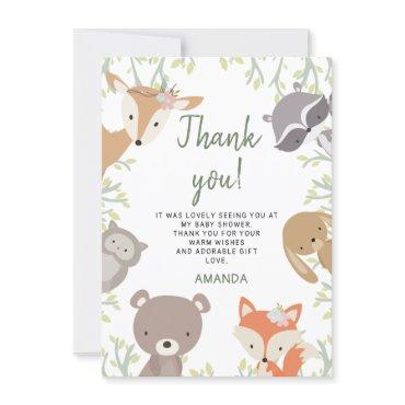 Woodland Animals Baby Shower Thank You Card