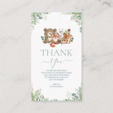 Woodland animals Baby Shower Thank you   Enclosure Card