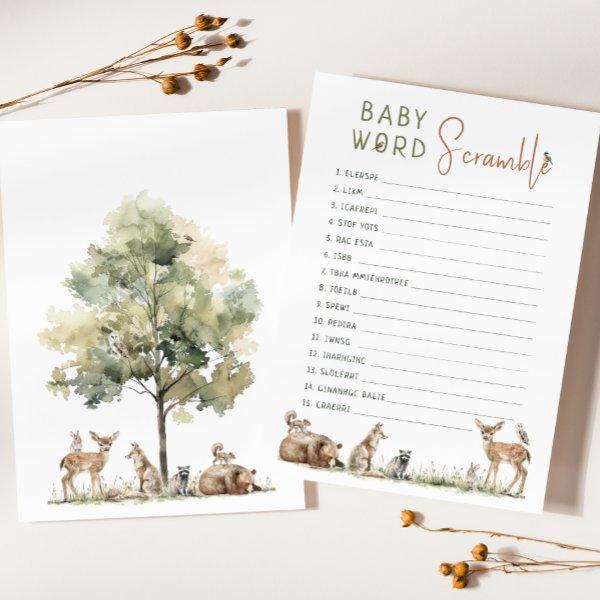 Woodland Animals Baby Word Scramble Game Card