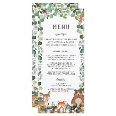 Woodland Animals Greenery Baby Shower Party Menu