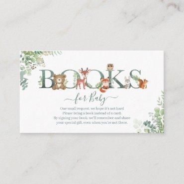 Woodland animals greenery Books for Baby Shower  E Enclosure Card