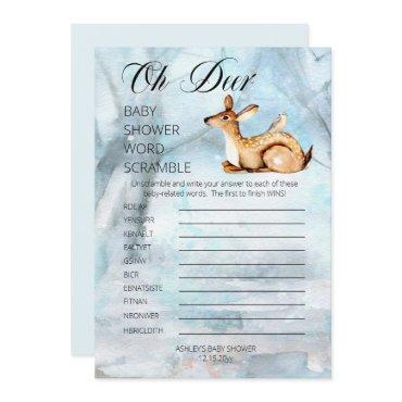 Woodland Animals Winter Baby Shower Word Scramble