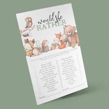 Woodland Animals Would She Rather Baby Shower Game