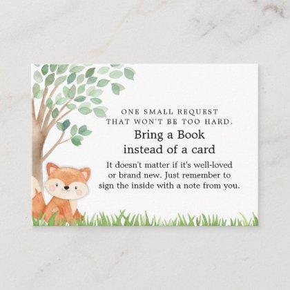 Woodland Baby Shower Book Request Enclosure Card