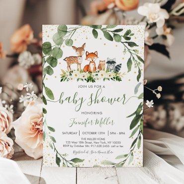 Woodland Baby Shower Greenery Forest Animal