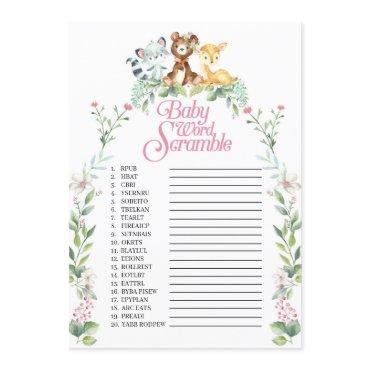 Woodland Baby Shower Word Scramble Game