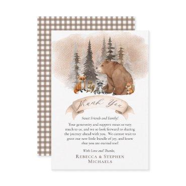 Woodland Bear |Animals Bearly Wait Boy Baby Shower Thank You Card
