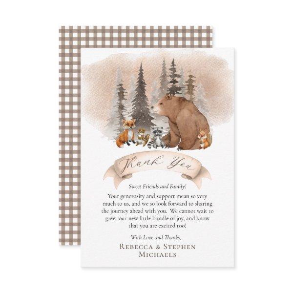 Woodland Bear |Animals Bearly Wait Boy Baby Shower Thank You Card