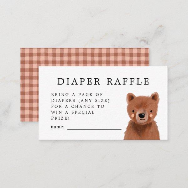 Woodland Bear Diaper Raffle Ticket Enclosure Card