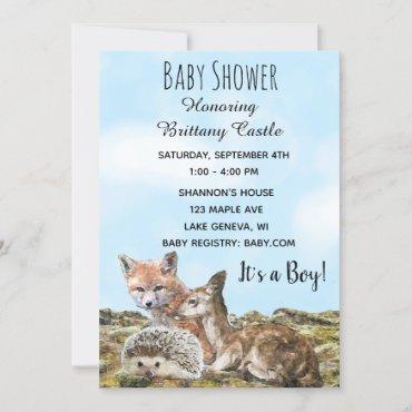 Woodland Creature Animals Baby Shower Invitation